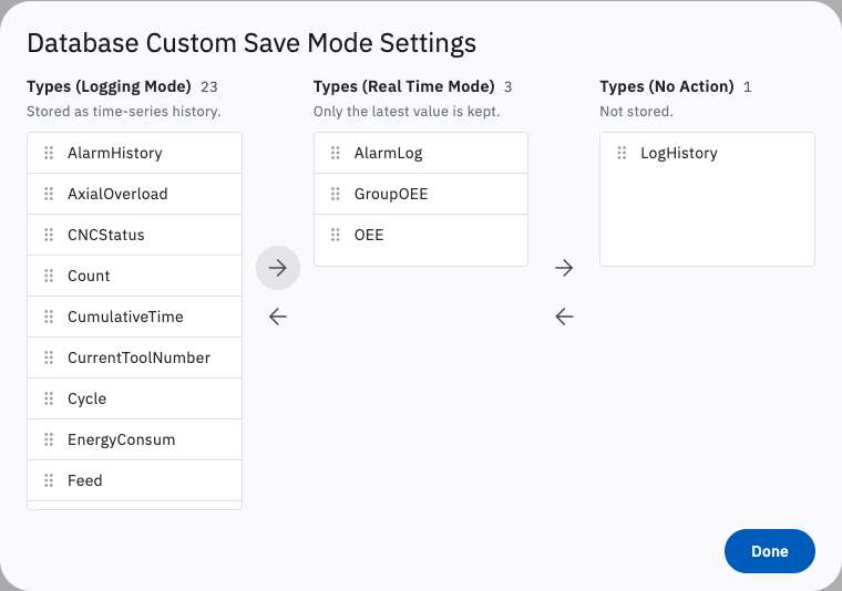 Database Custom Save Mode Settings