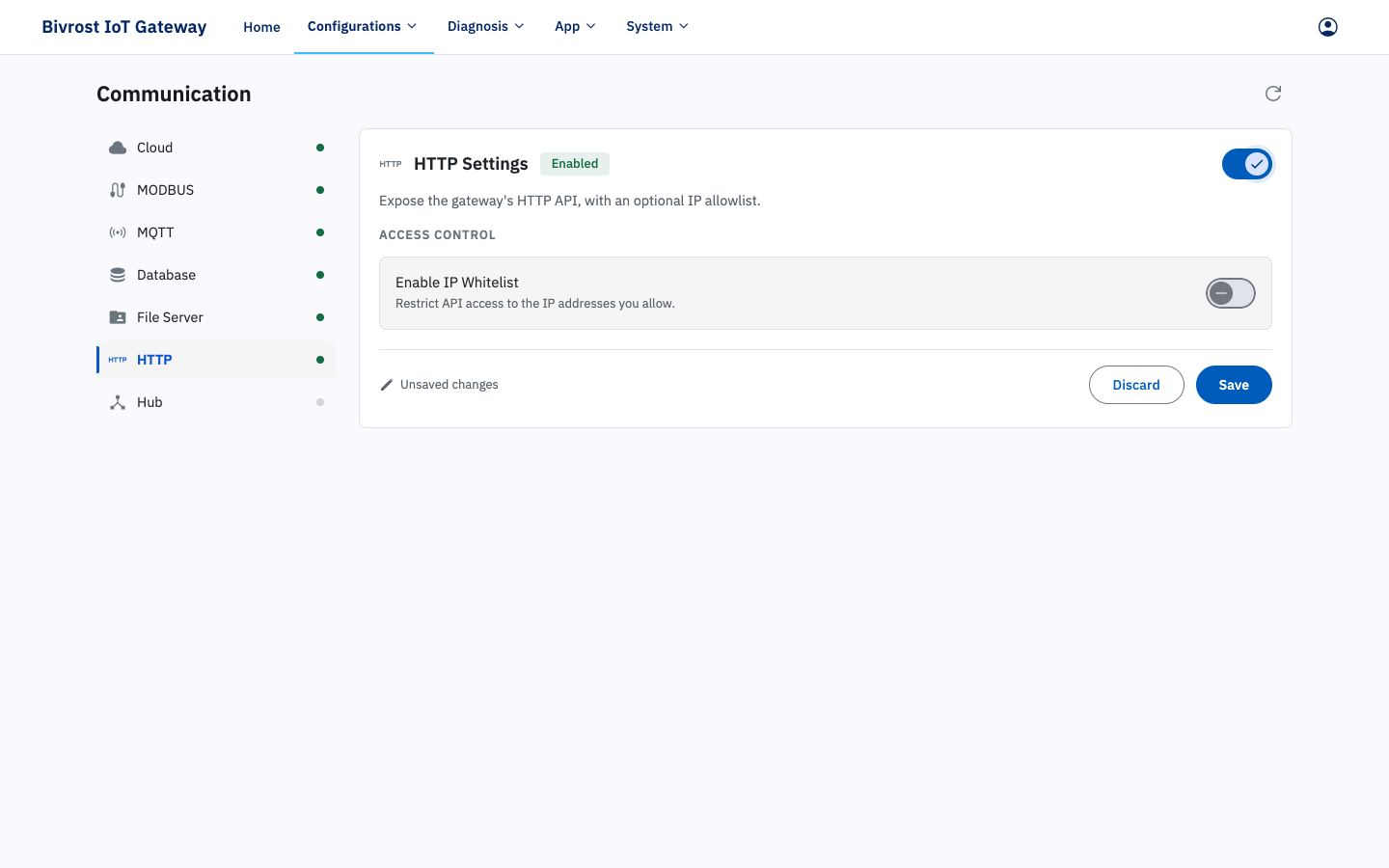 HTTP Settings