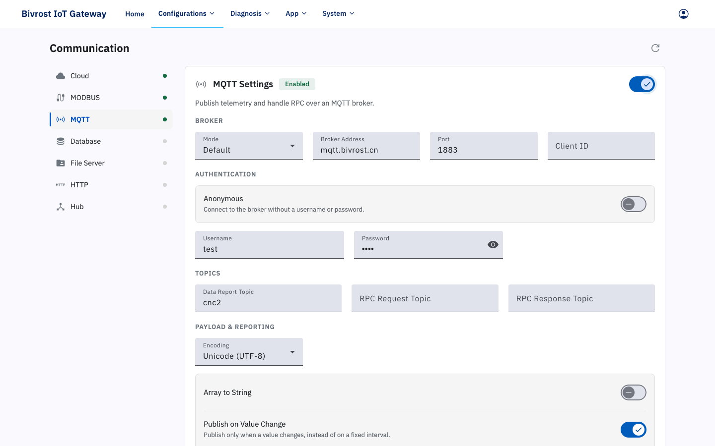 MQTT Settings