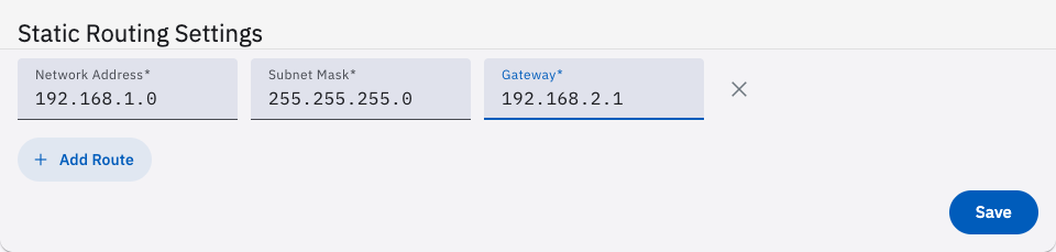 Static Routing Settings