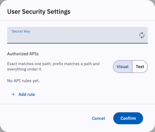 User Security Settings