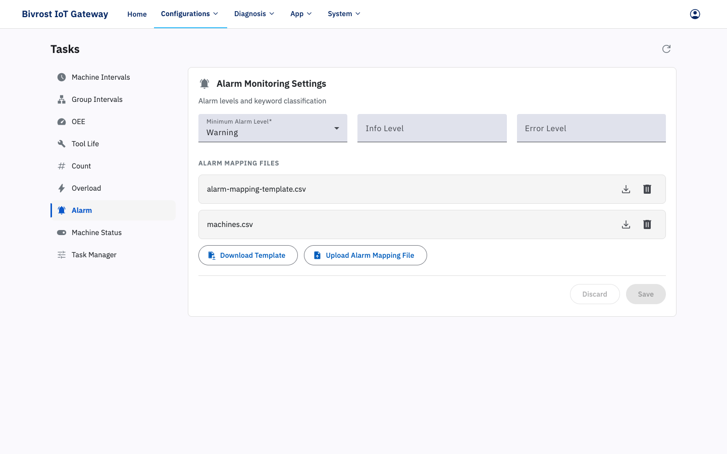 Alarm Monitoring Settings