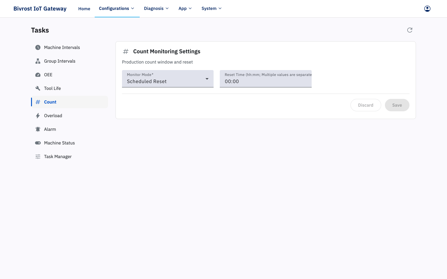 Count Monitoring Settings