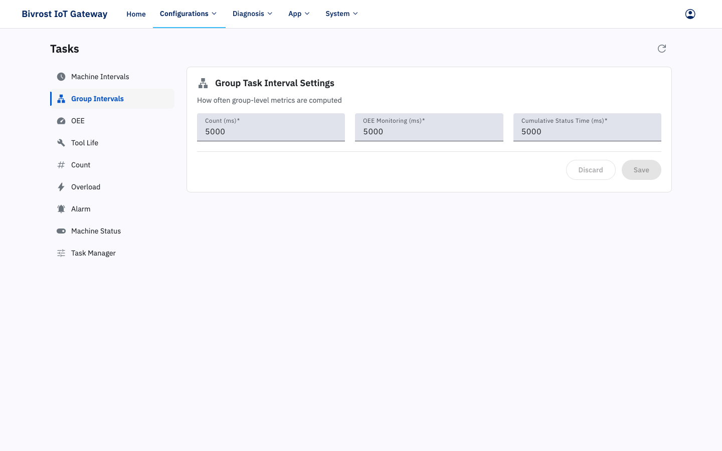 Group Task Interval Settings